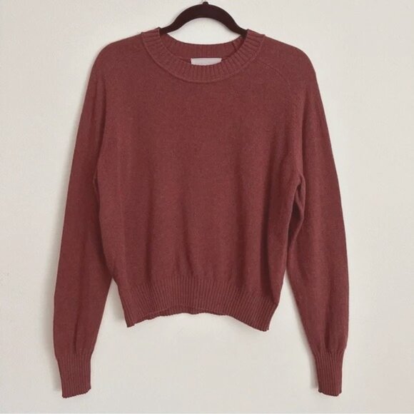 EVERLANE The ReCashmere Vintage Crew Wool Recycled Cashmere Sweater Maroon Large - Picture 5 of 6
